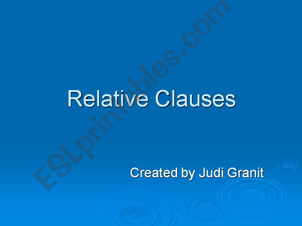Relative Clauses - Relative Pronouns