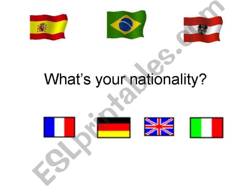 ESL English PowerPoints What s Your Nationality 