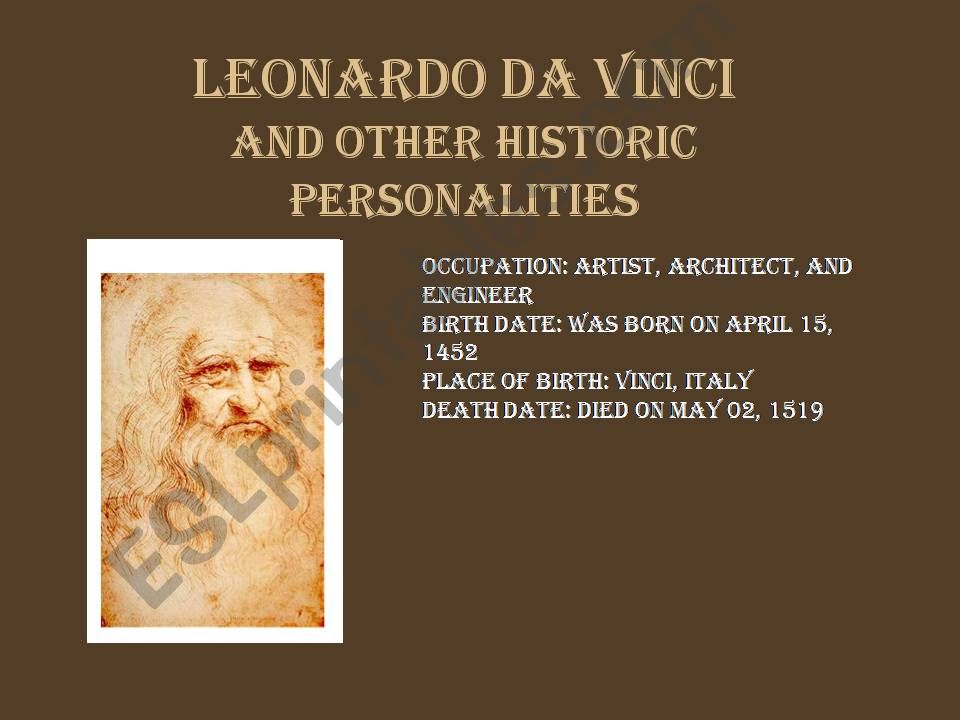 Leonardo da Vinci and other historic personalities