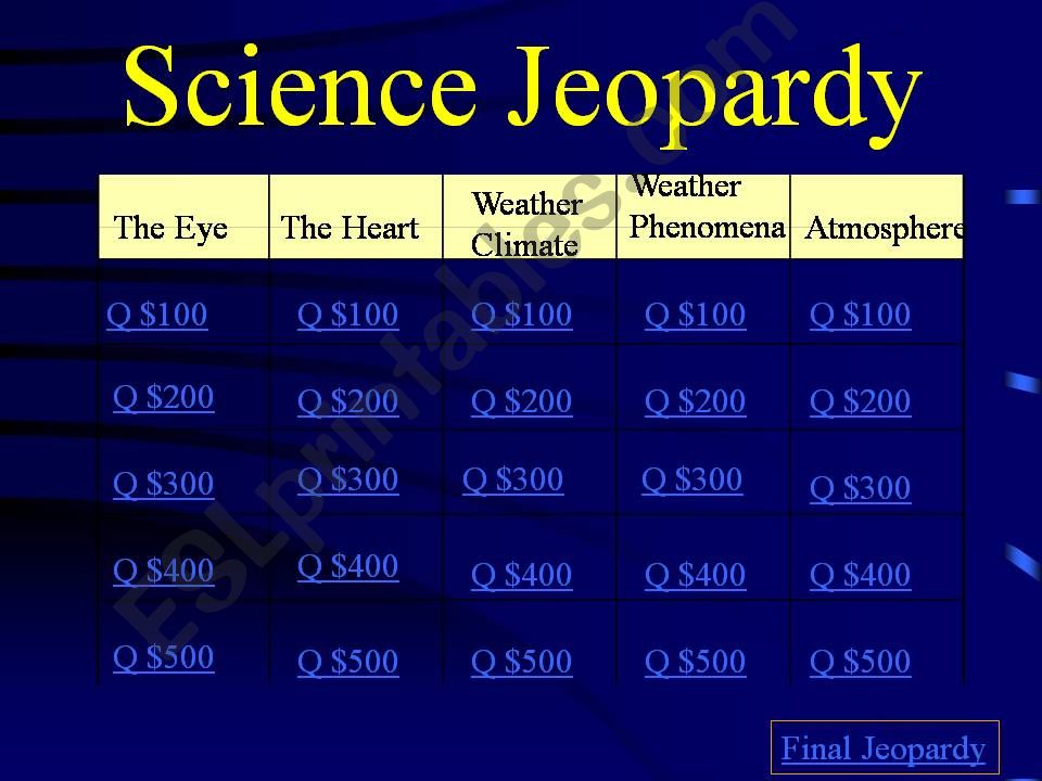 Science Jeopardy Review Game powerpoint