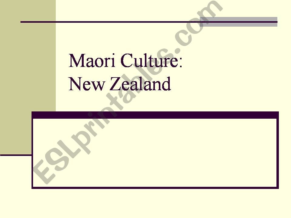 Maory Culture powerpoint