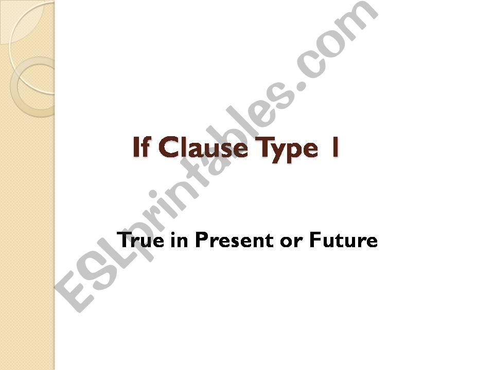 If clause Type 1 powerpoint