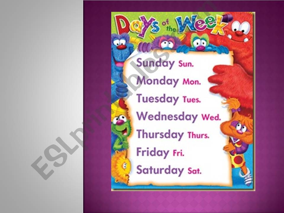 Days of the week powerpoint