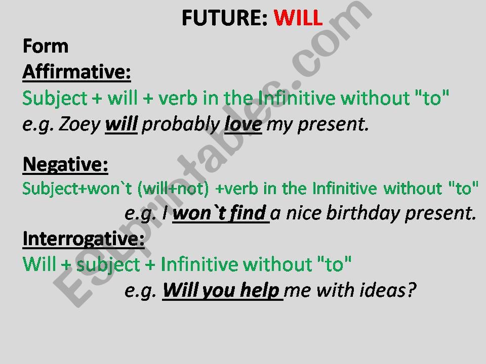 will and going to - future powerpoint