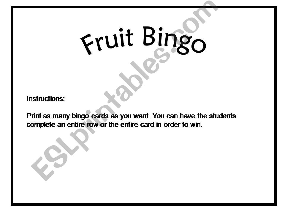 Fruit Bingo powerpoint