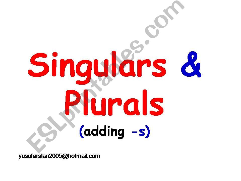 Singulars & Plurals (ANIMATED PICTURES) 1/3