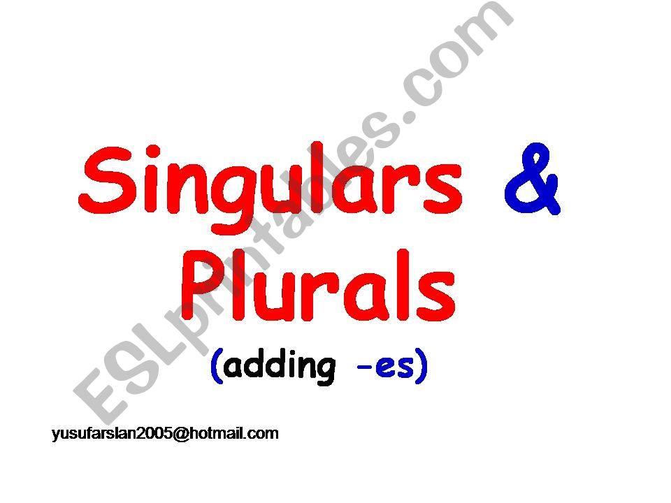 Singulars & Plurals (ANIMATED PICTURES) 3/3
