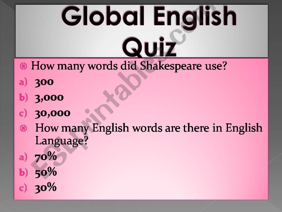 Global English Quiz powerpoint