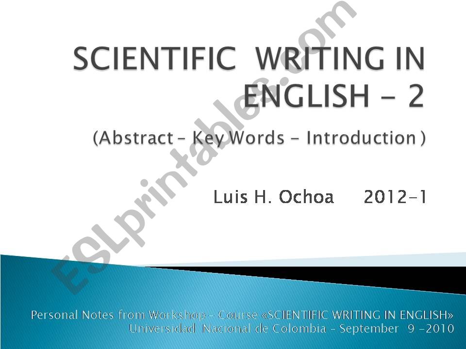 SCIENTIFIC  WRITING IN ENGLISH - PART 2