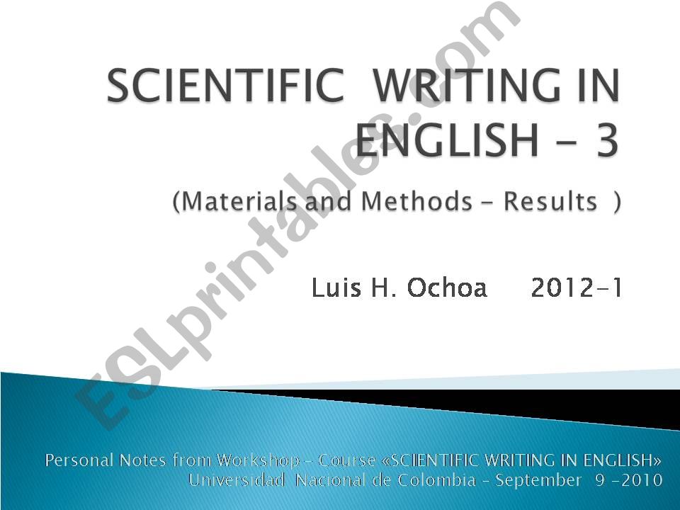 SCIENTIFIC  WRITING IN ENGLISH - PART 3