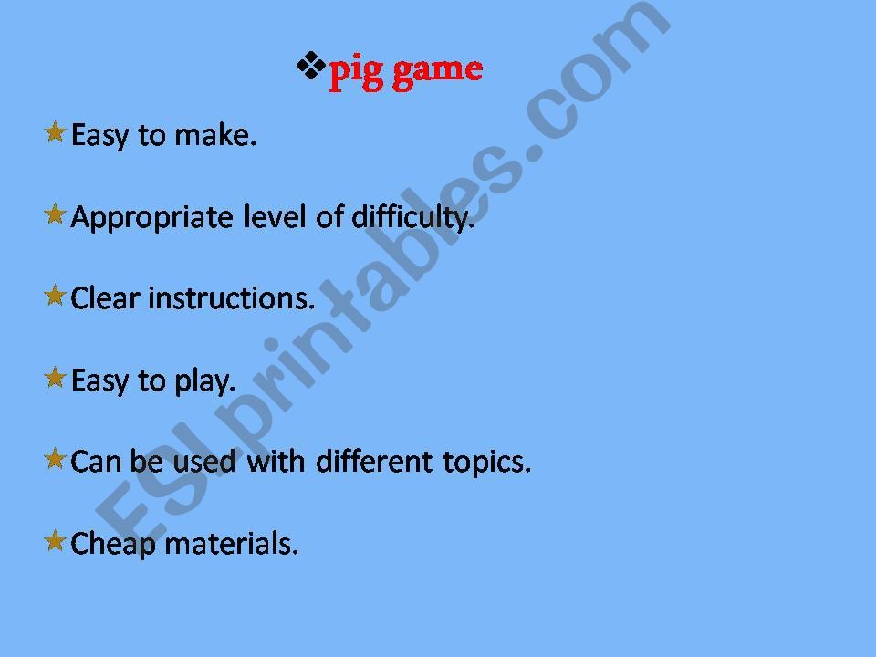 pig game powerpoint