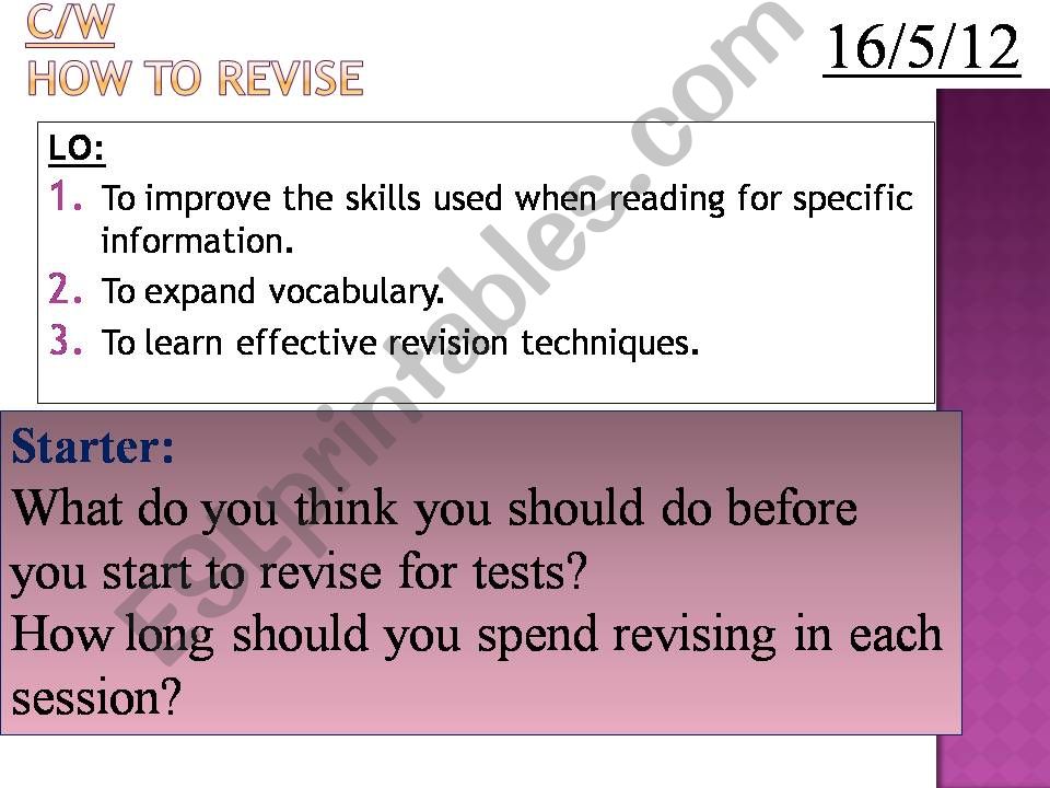 How to revise - reading powerpoint