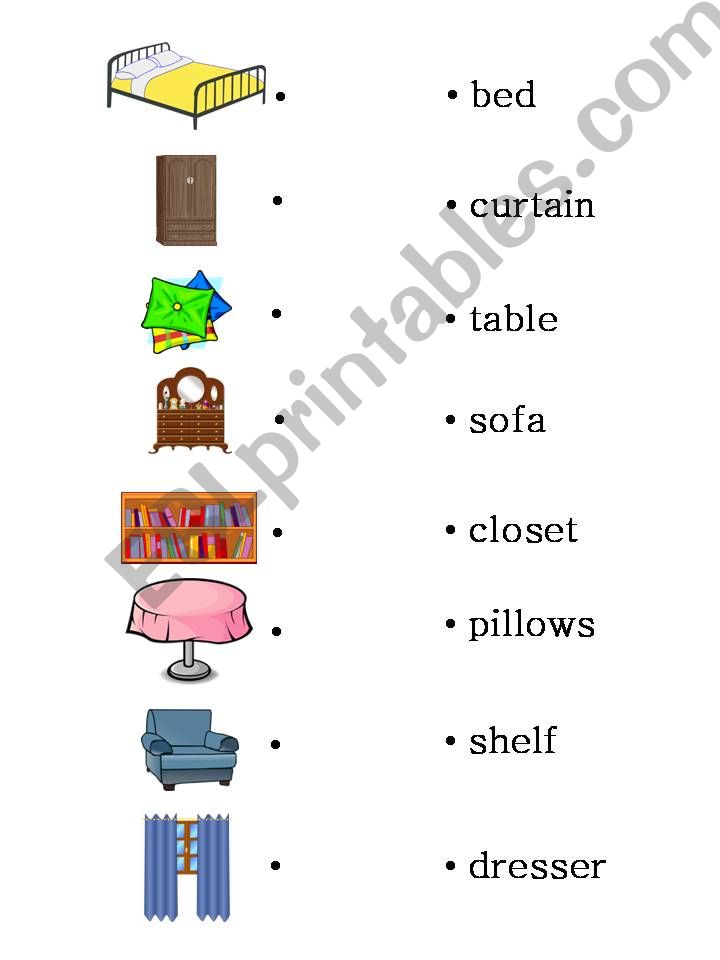 worksheet-furniture and prepositions