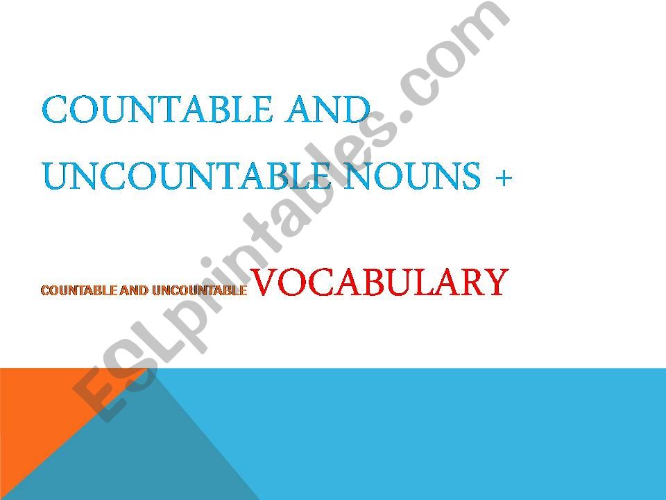 Countable and Uncountable nouns+Vocabulary