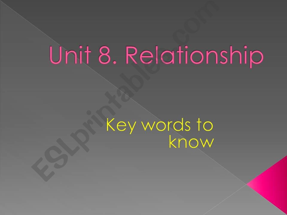 Unit 8. Relationships (Key words to know)