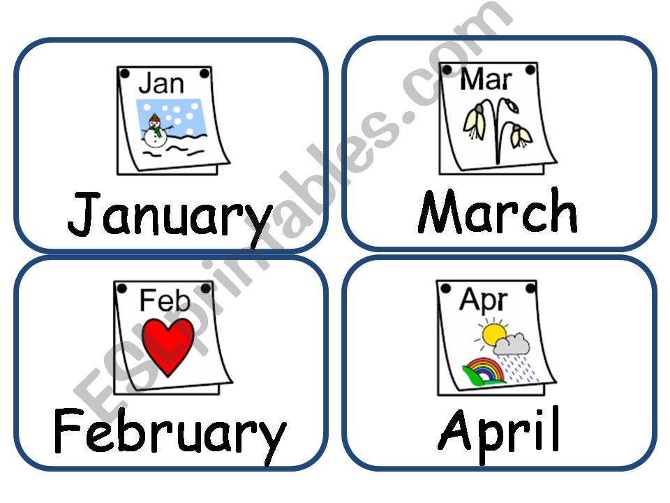 Months of the year flashcards powerpoint