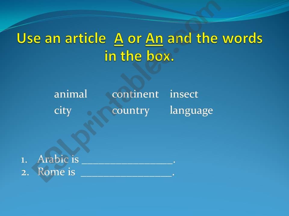 Using Article A or An powerpoint