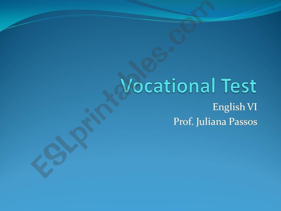 VOCATIONAL TEST -  CAREER QUIZ