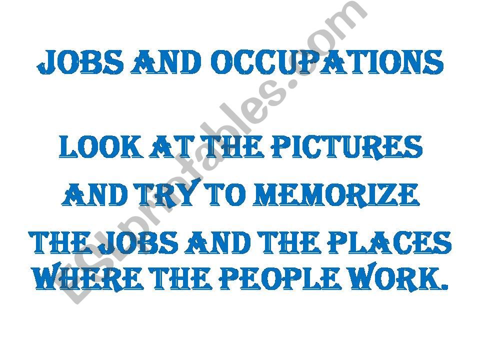 Job and Occupations powerpoint