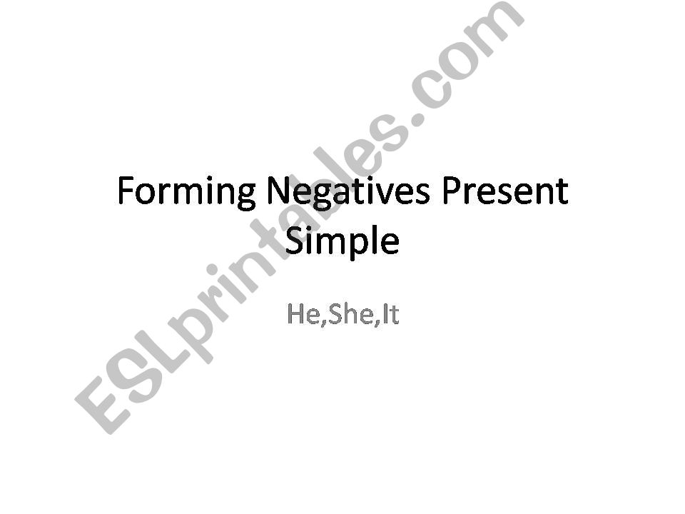 Forming Negatives Pesent Simple He,SHe,IT 
