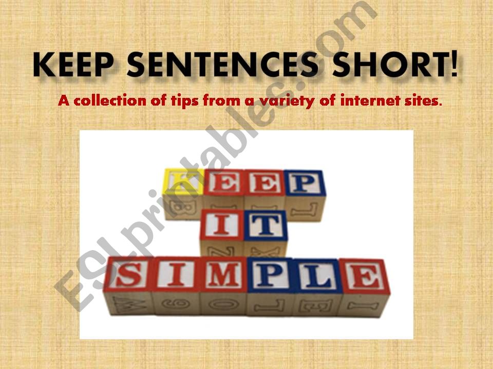 ESL English PowerPoints Keep Sentences Short 