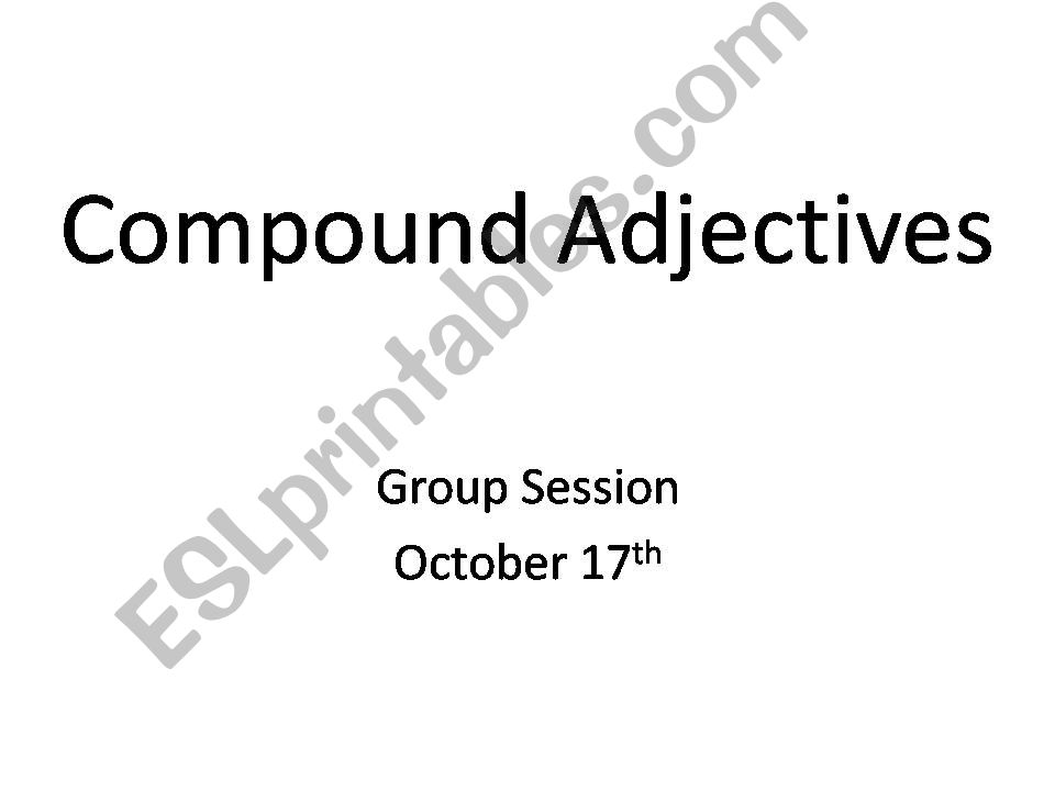 Compound Adjectives powerpoint