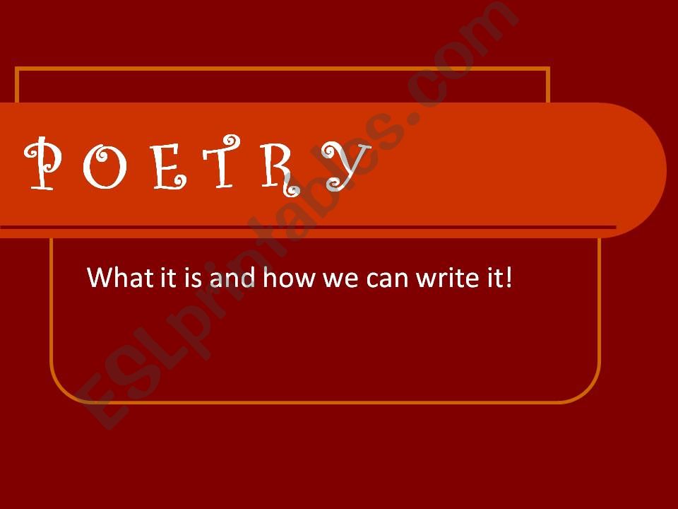 Intro Poetry PPT for Intermediate/Advanced English