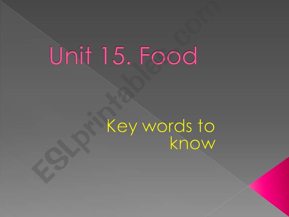 Unit 15. Food (Key word to know)