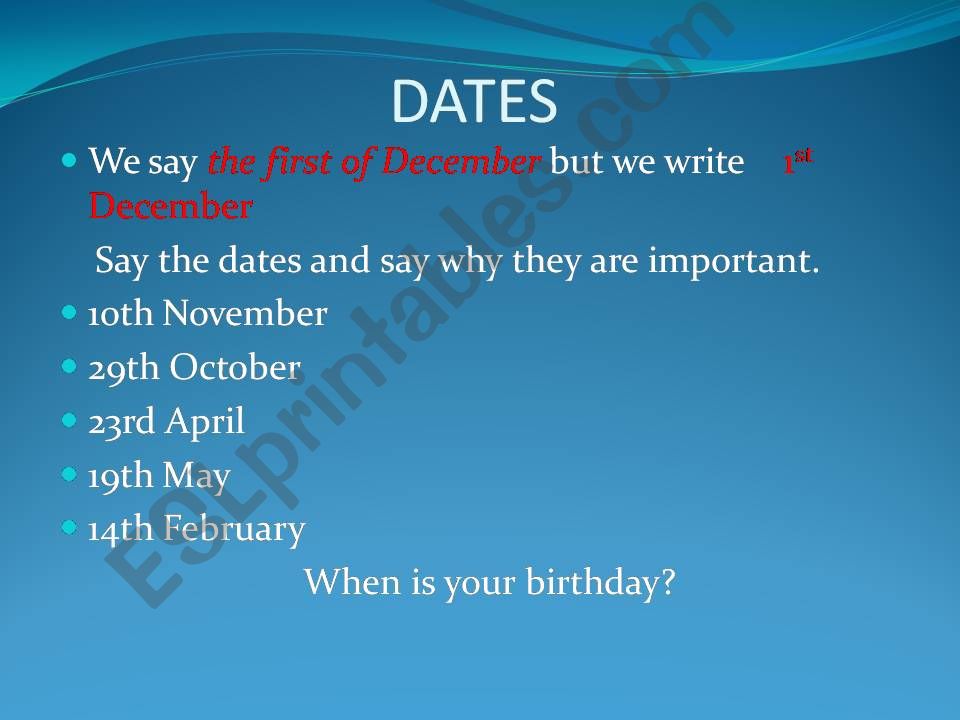 dates-years-prepositions powerpoint