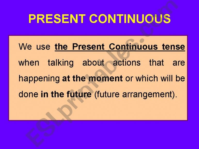 Present Continuous tense powerpoint