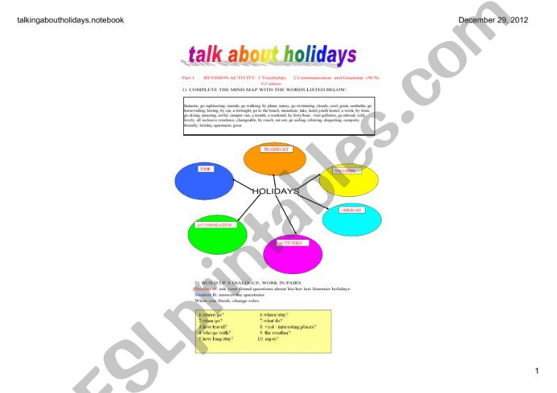 talking about holidays powerpoint