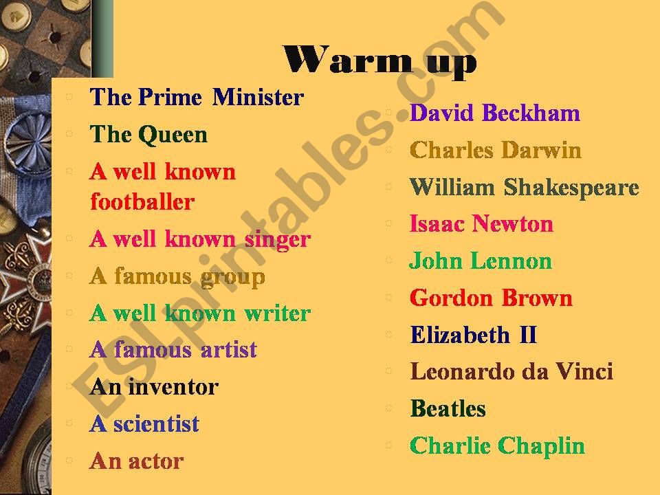Famous Britons powerpoint