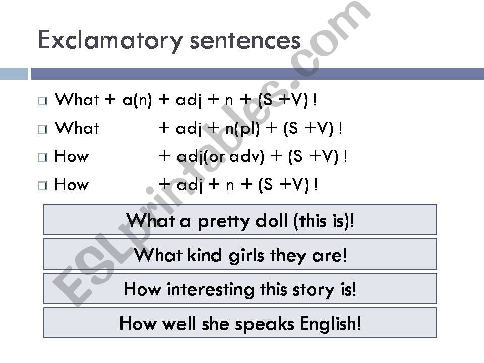 describing people and exclamatory sentences