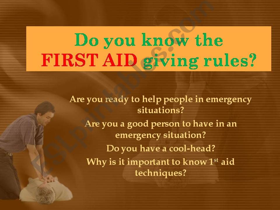 First Aid giving. Lesson plan.