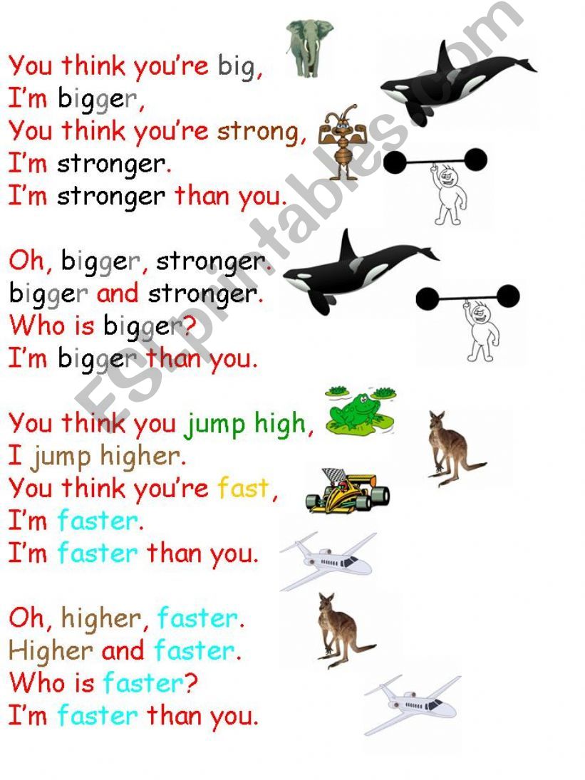 Comparatives Song, Bigger, Stronger, Higher, Faster