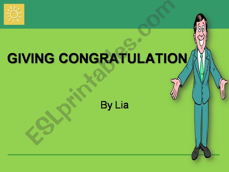 Esl English Powerpoints Giving Congratulation