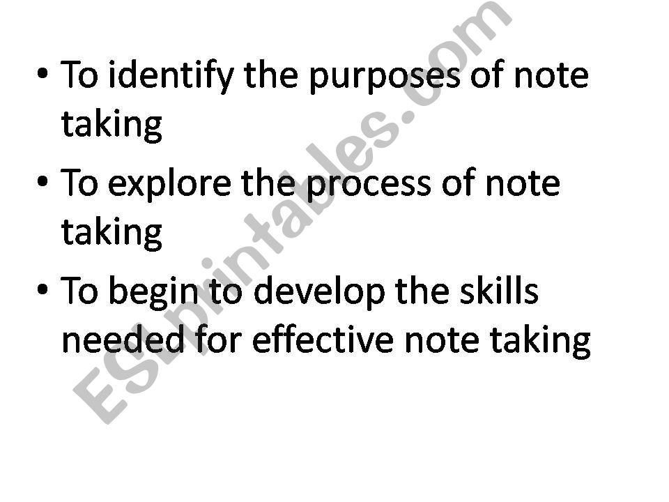 IGCSE E2L Note taking powerpoint