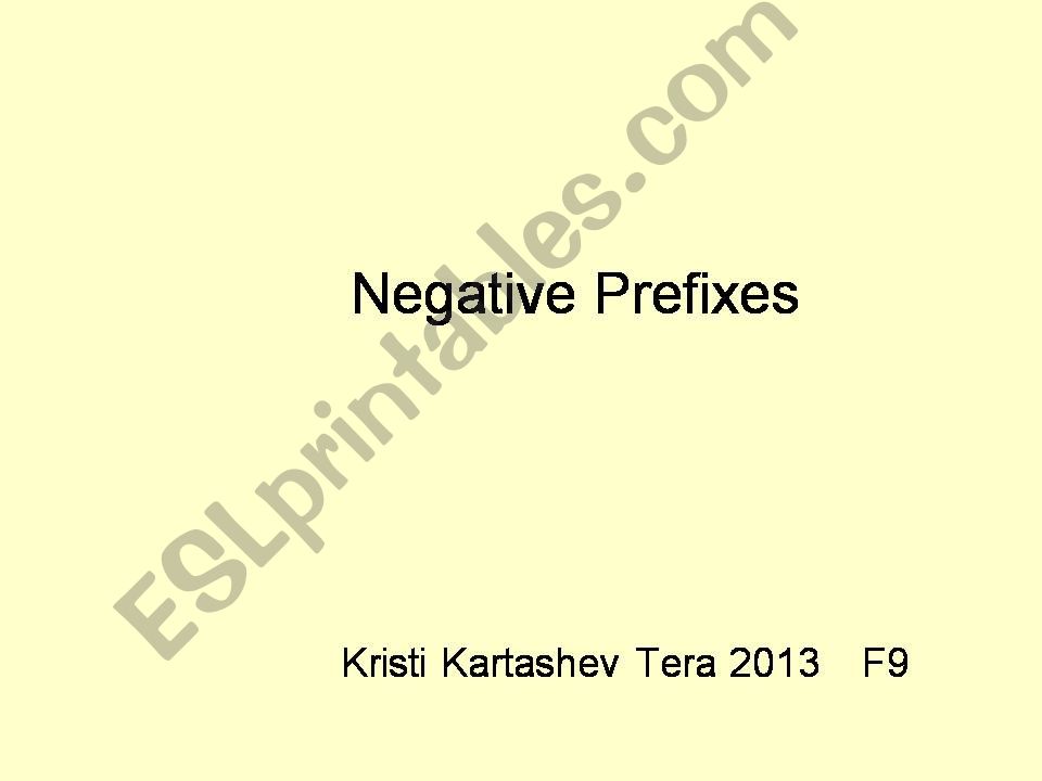 Negative Prefixes powerpoint