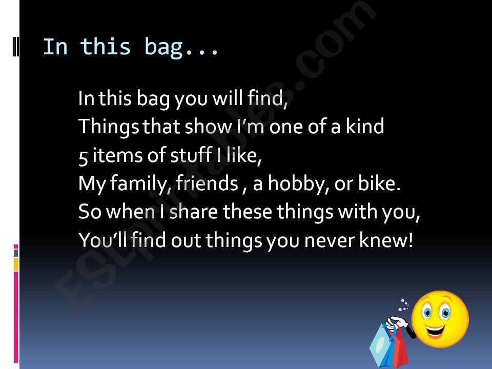 5 Items in a Bag powerpoint