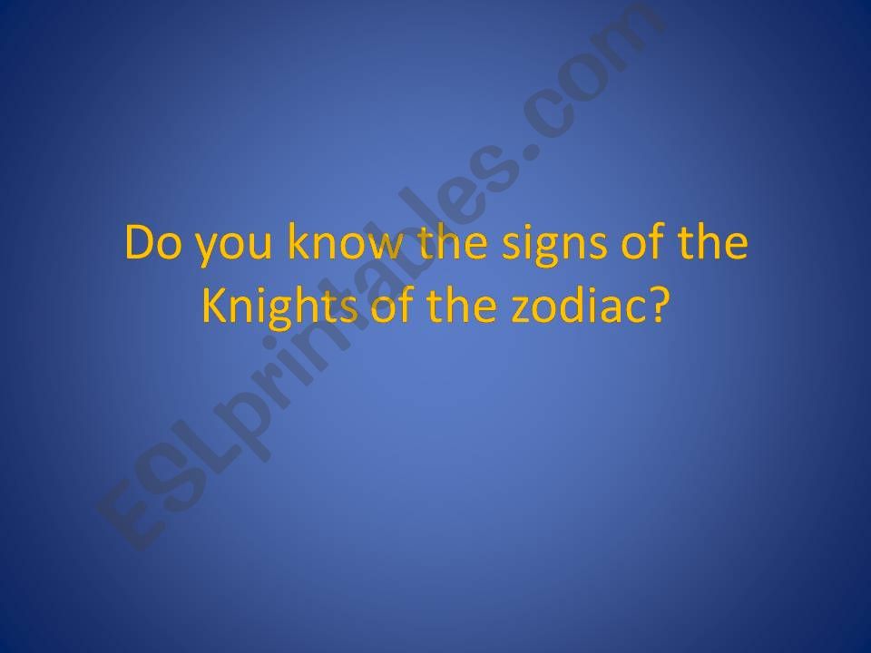 Signs with the Knights of the Zodiac