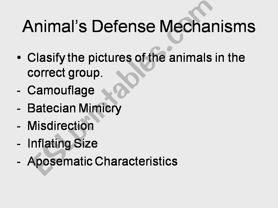 Animals Defense Mechanisms powerpoint