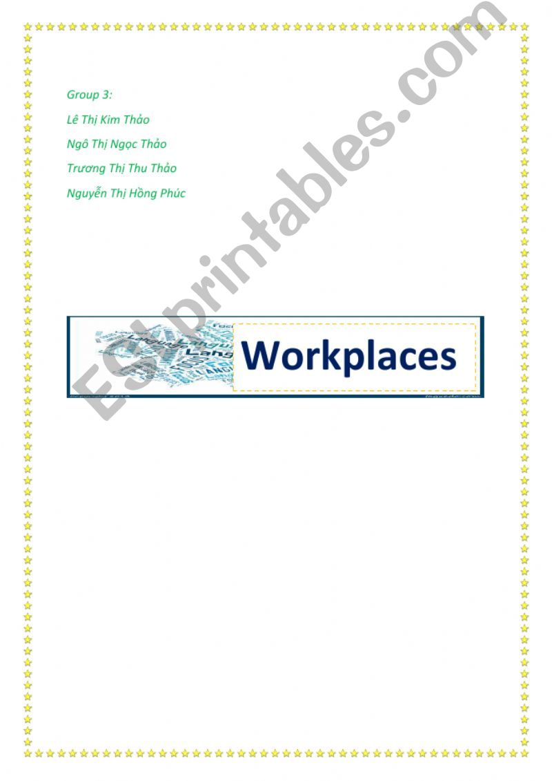 Worksheet about Workplace powerpoint