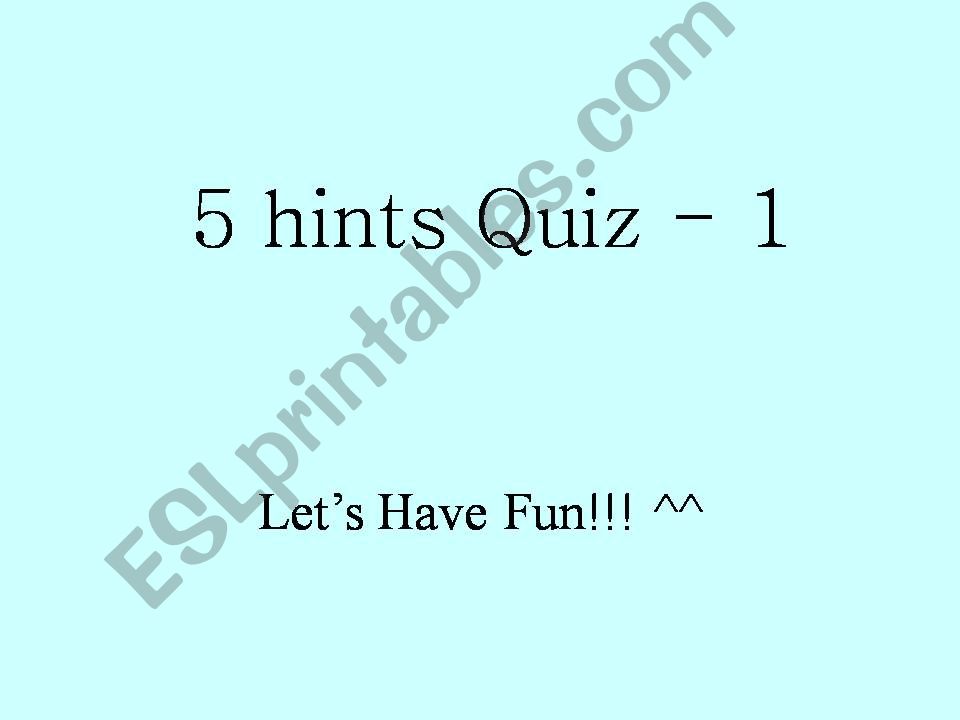 5 hint quiz - part 1 powerpoint