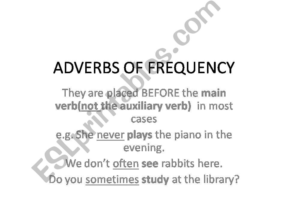 POSITION OF ADVERBS OF FREQUENCY