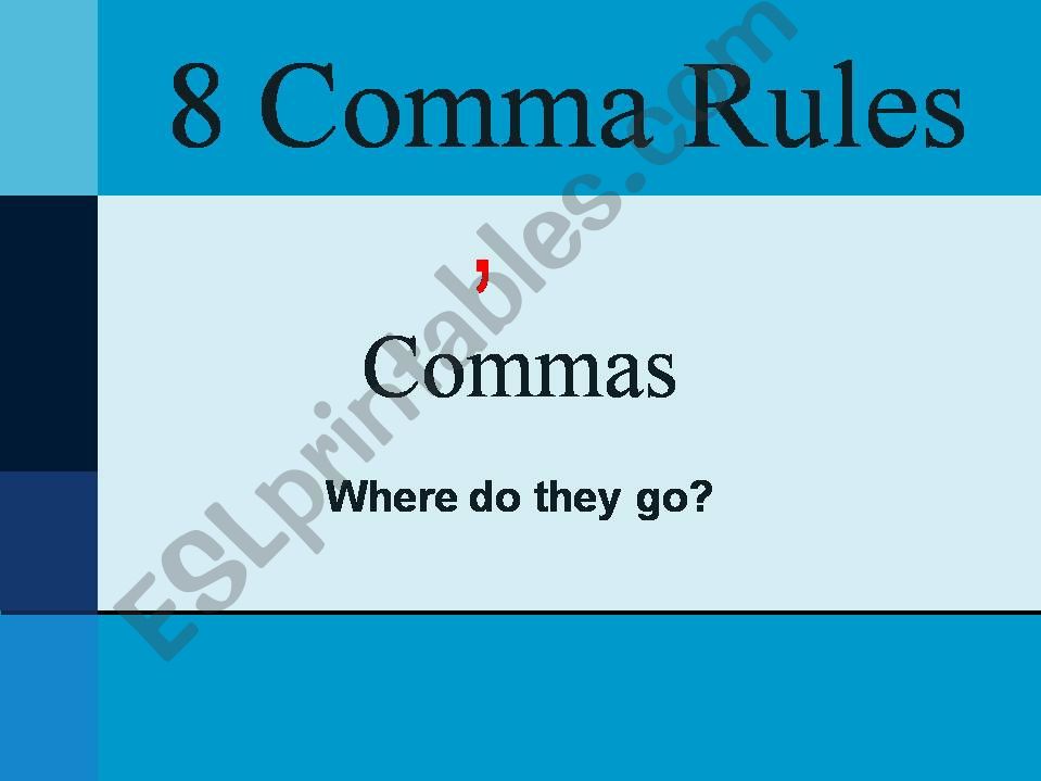 The use of commas powerpoint