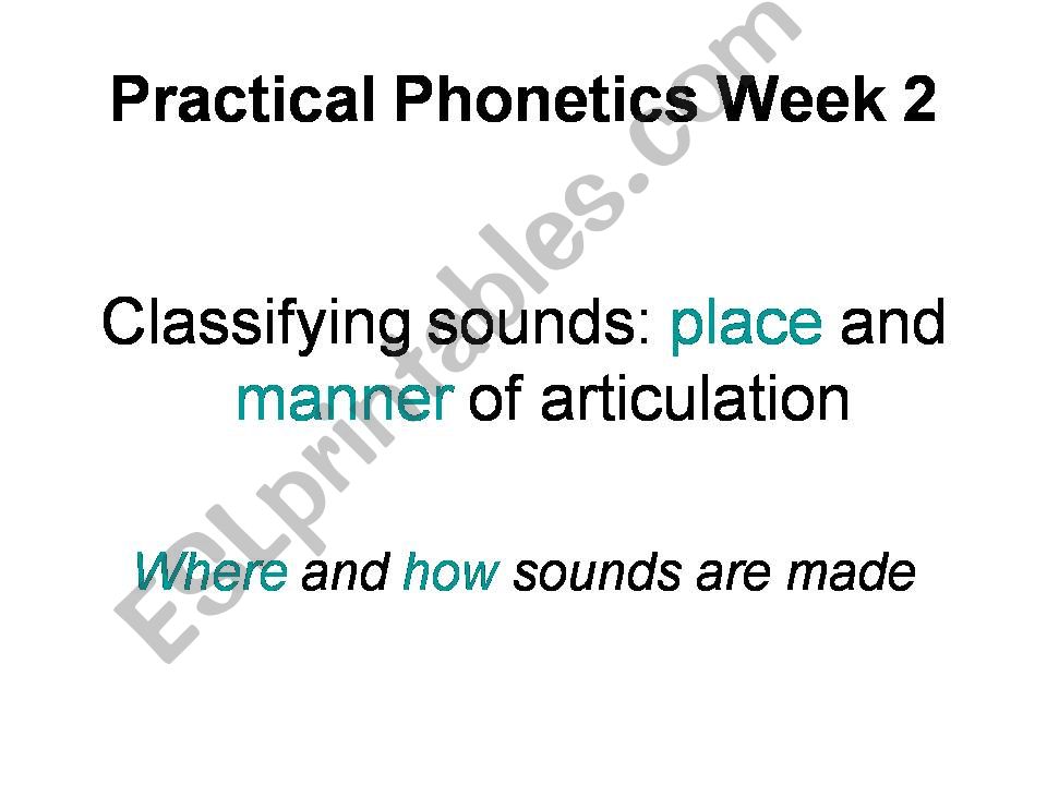 Phonology-Place and Manner of Articulation notes