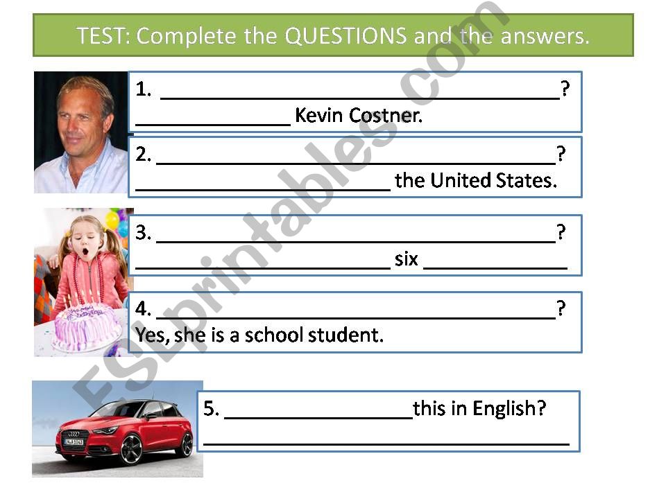 BASIC TEST (Verb be questions and answers)