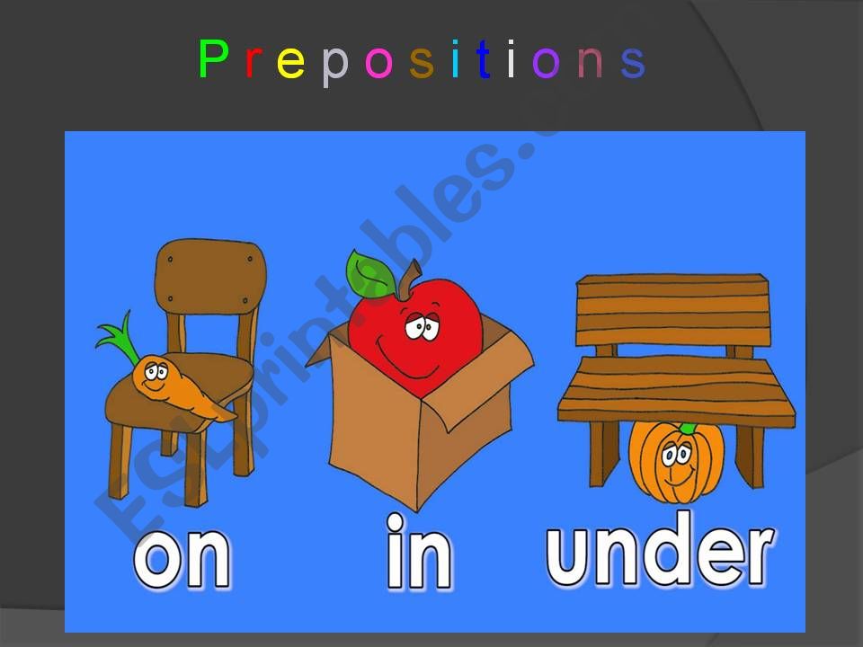 ESL - English PowerPoints: Prepositions on, in, under.