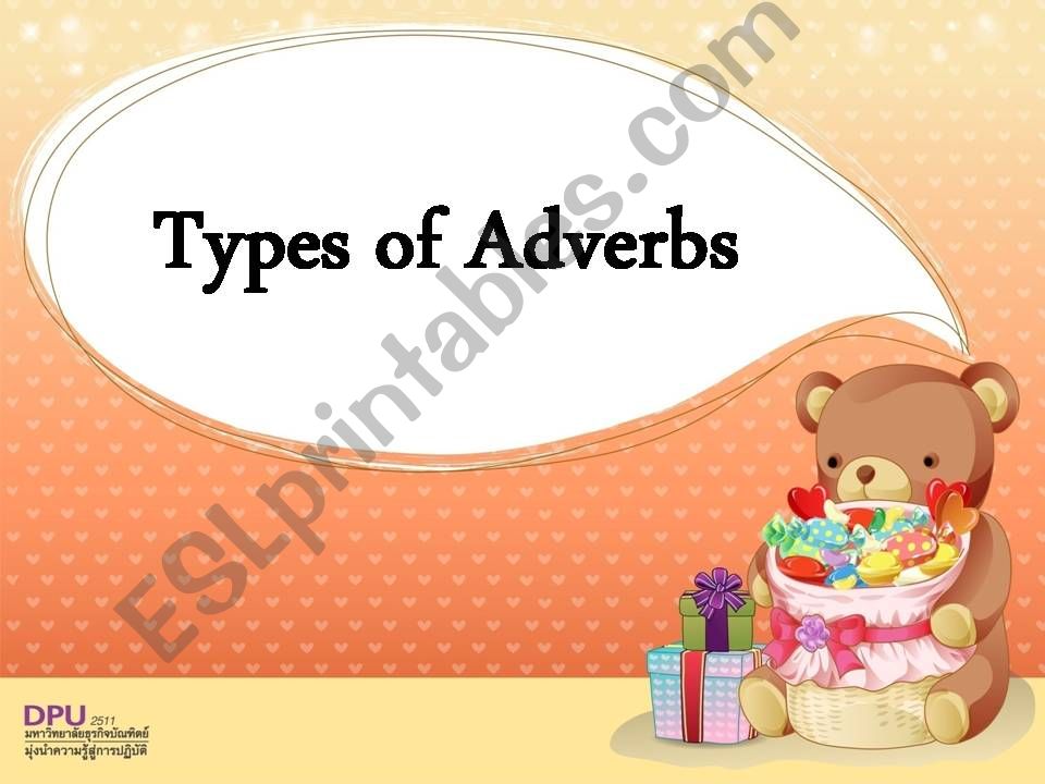 Type Of Adverbs - Valentines Day Theme