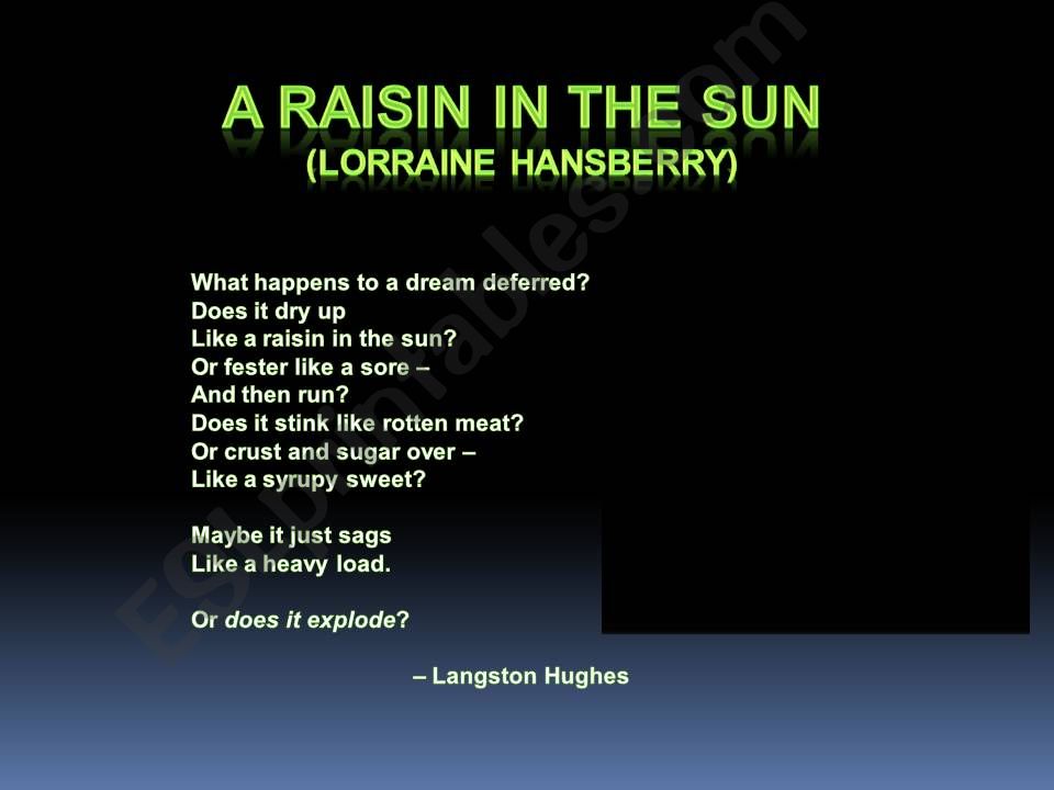 A Raisin In The Sun - Lorraine Hansberry